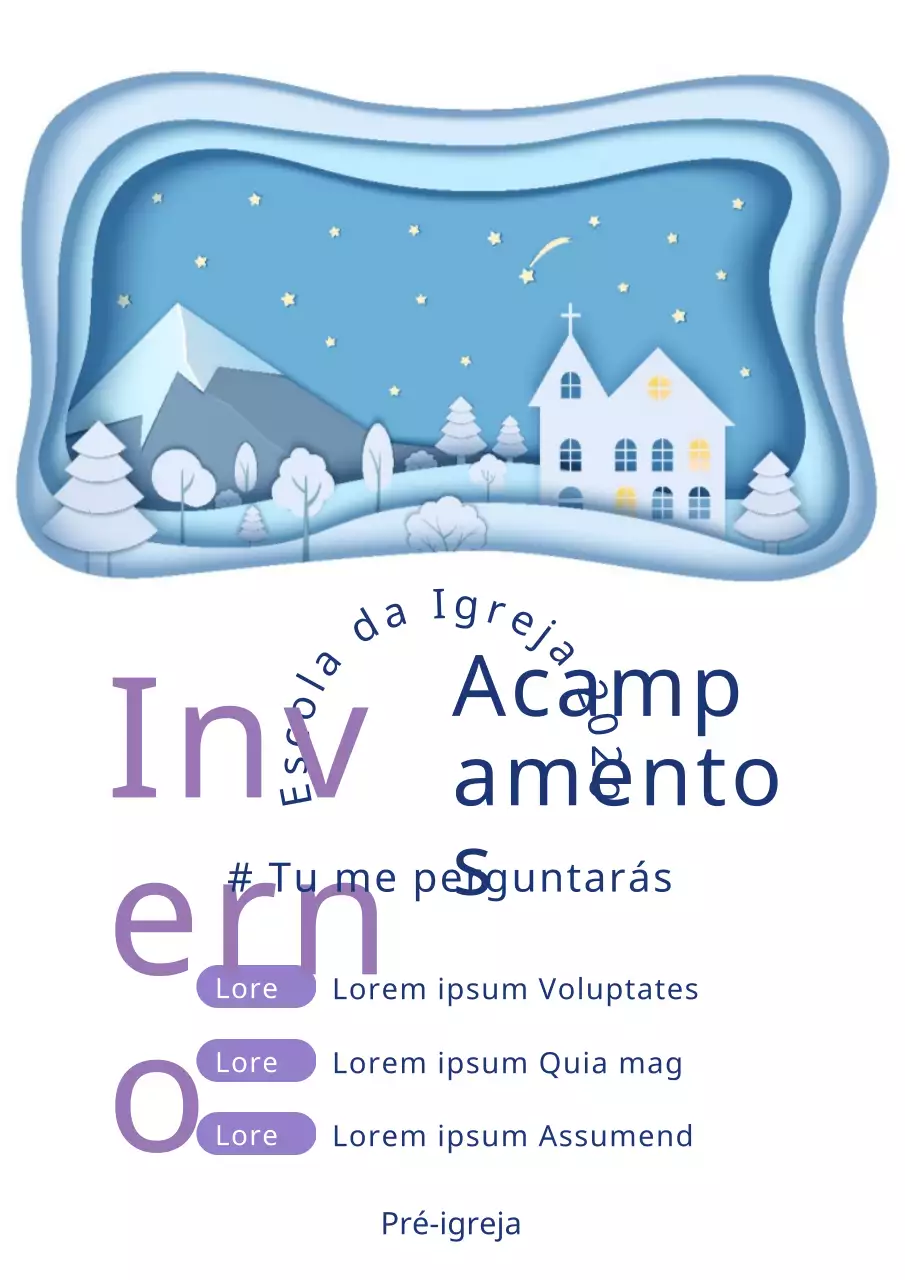 Cartaz vertical do Acampamento da Igreja de inverno Branco