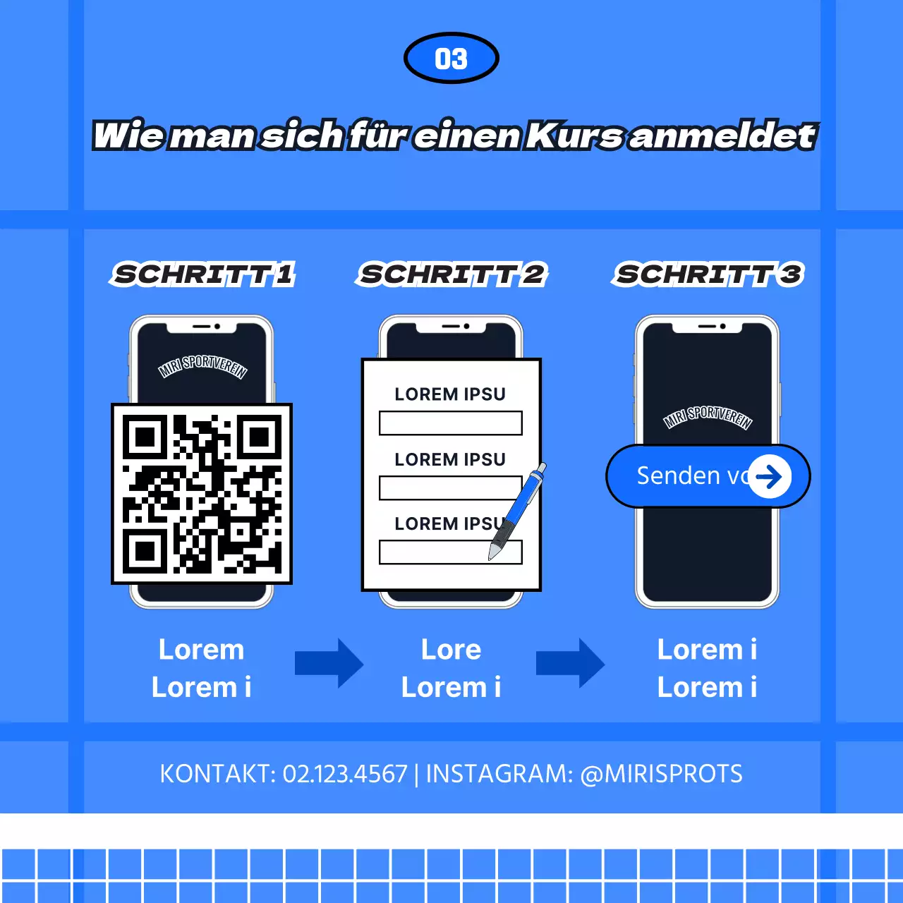 Anwerbung von Mitgliedern für einen Sportverein mit einem Konzept für blaue Badmintonplätze