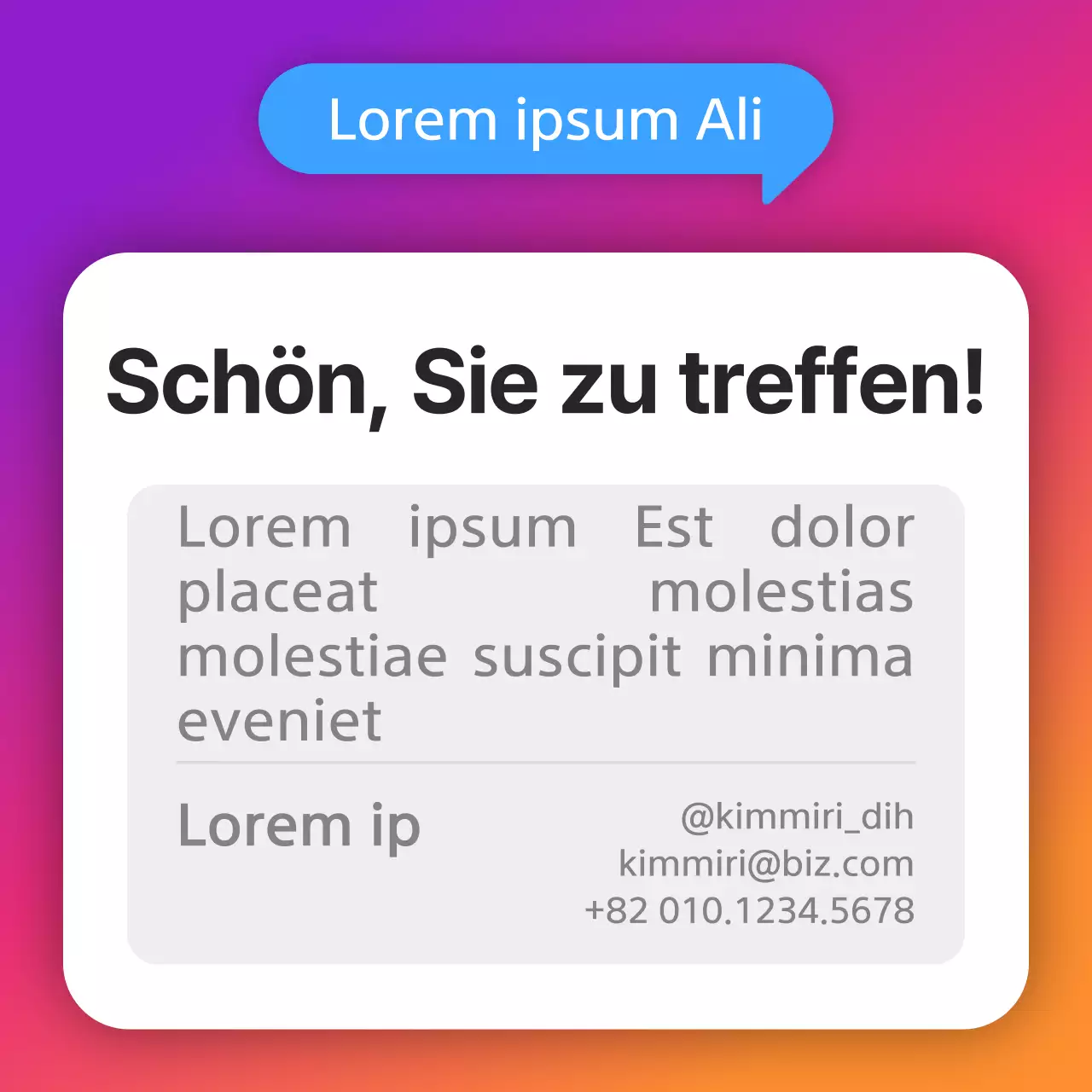 Instagram unbelebten Konzept Bio in lila und orange Farbverlauf