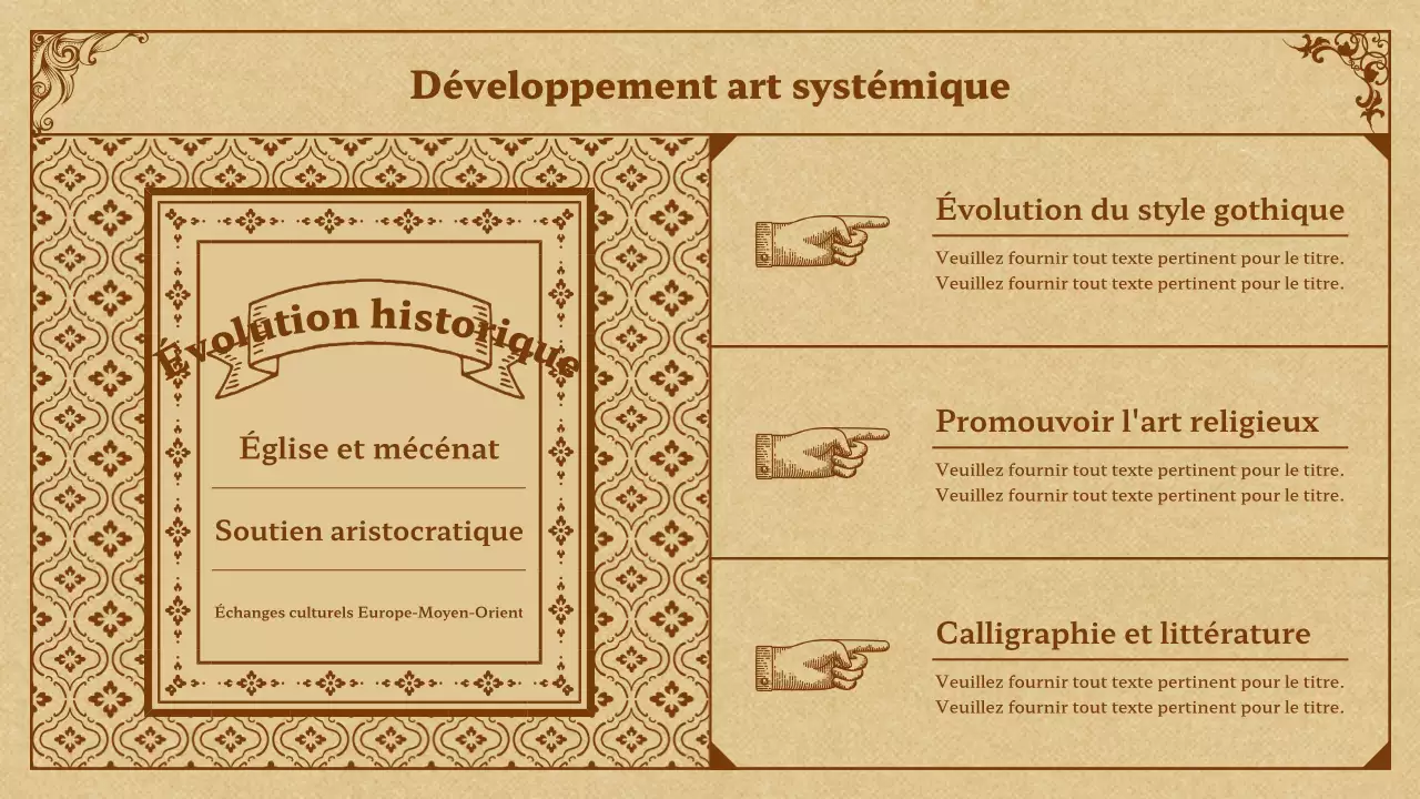 Présentation de l'art médiéval en beige et brun
