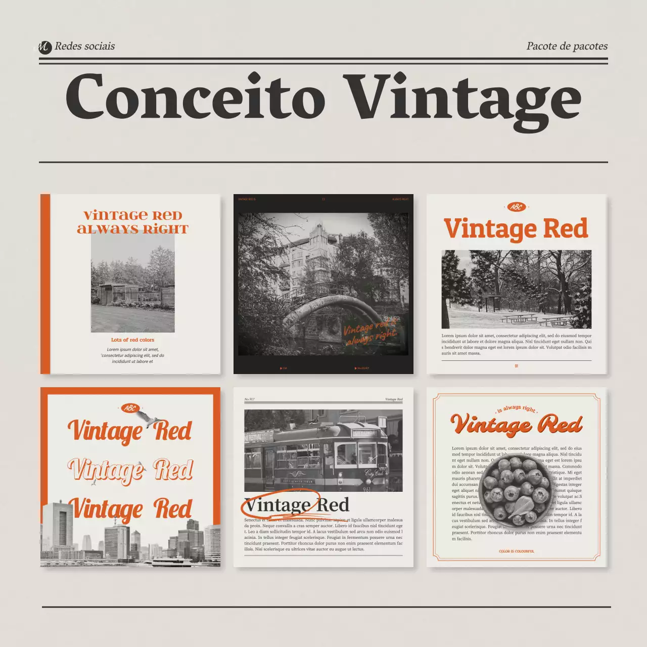 Pacote de layouts multicoloridos de inspiração vintage