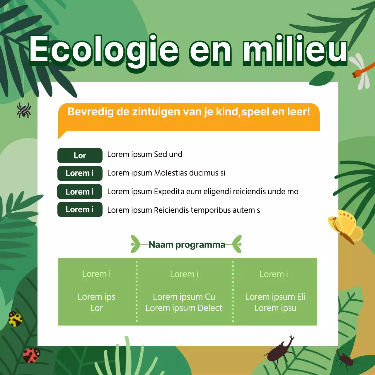 Groene en ecologische programma's voor ervaringsleren promoten