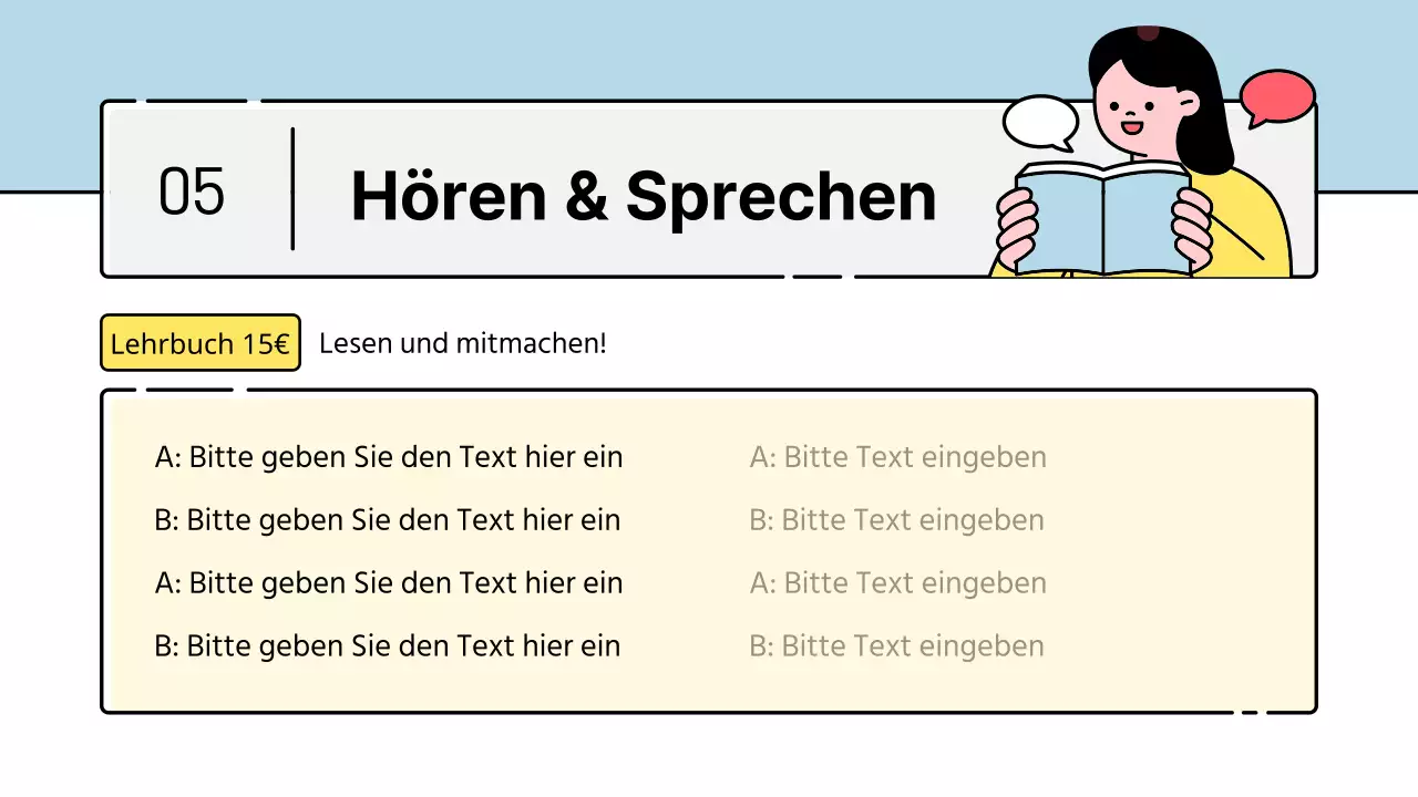 Niedliche Lernfigur in hellblauem Stil