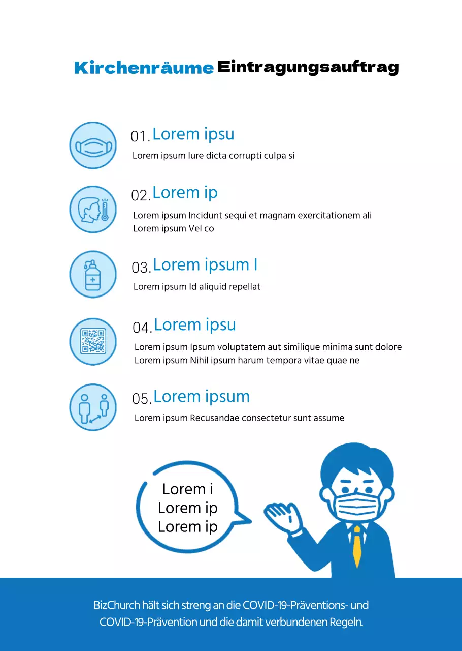 Kircheneingang in blauem Grundstil