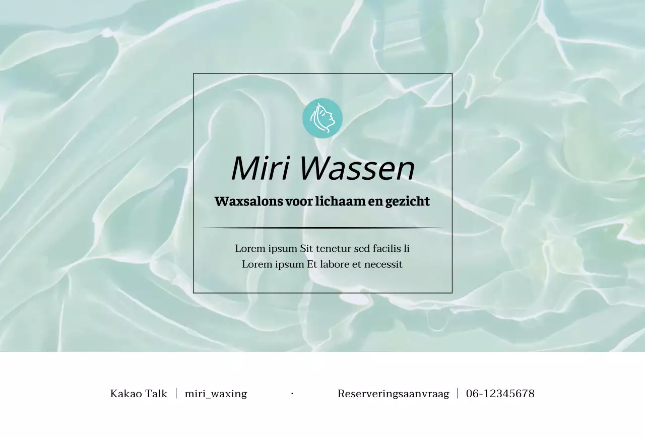 Horizontale ansichtkaart ter promotie van fotografisch ontharen met waxen in mint tinten