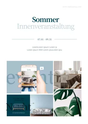 Modernes Werbeplakat für eine sommerliche Innenveranstaltung in Weiß