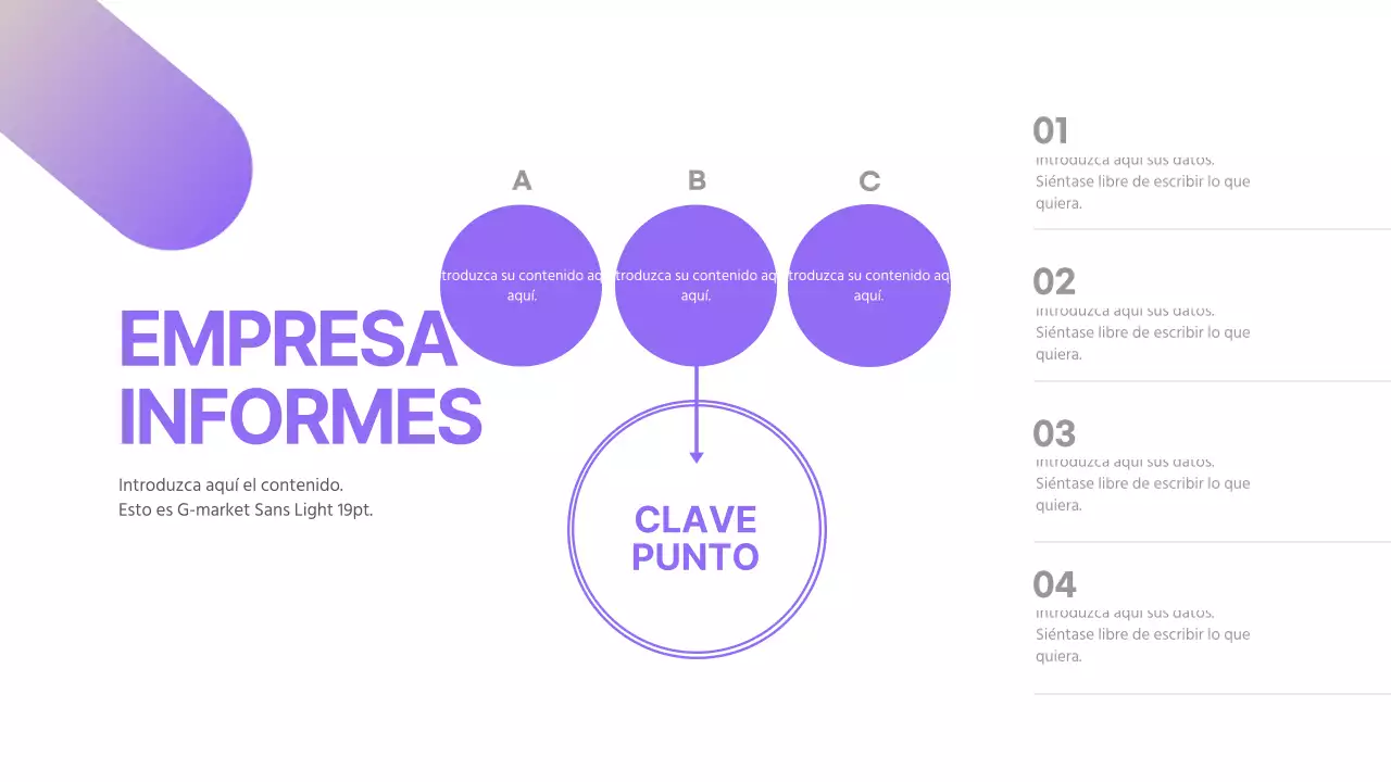Palabras clave circulares con degradado púrpura