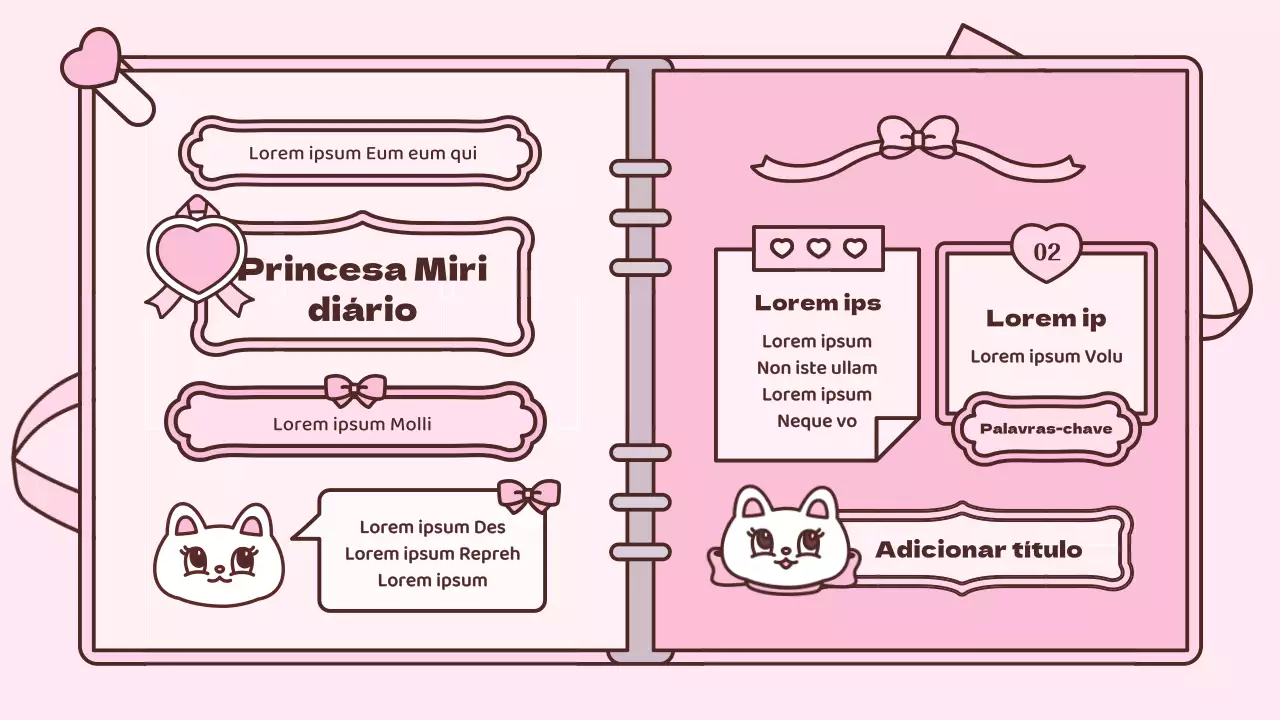 Kit de apresentação com conceito de agenda em cor-de-rosa