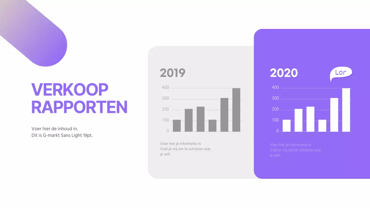 Een strakke afgeronde staafdiagram met een paars kleurverloop