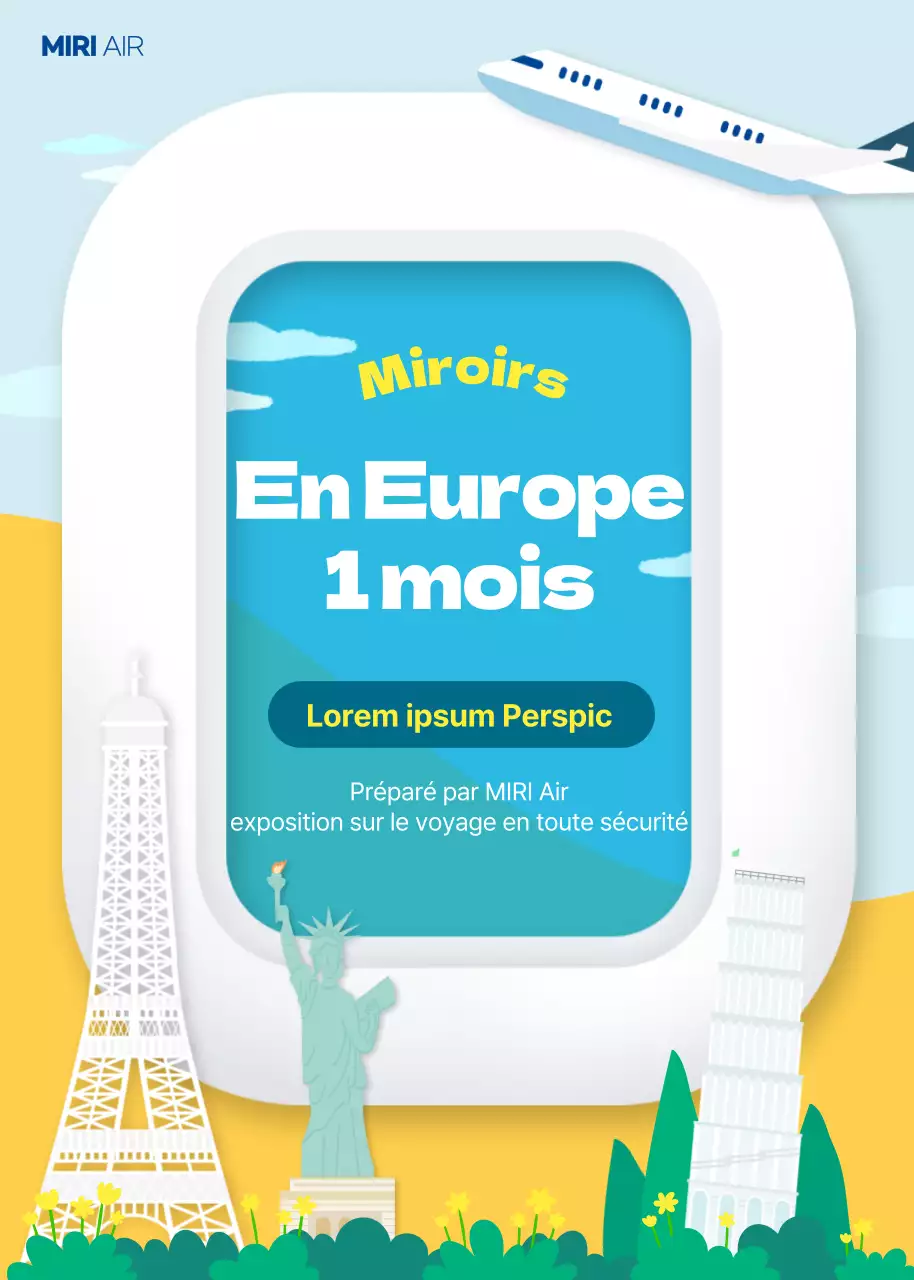 Illustrations architecturales emblématiques dans un pop-up bicolore bleu-jaune pour les voyages et les événements.