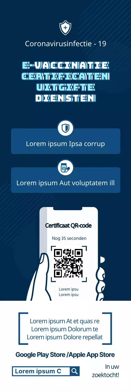Gids voor eenvoudige elektronische vaccinatiebewijzen in marineblauw en lichtblauw