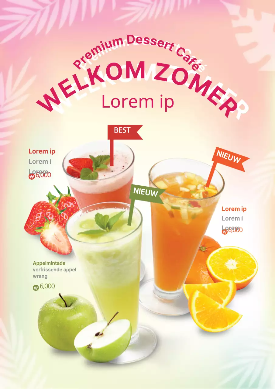 Verloop achtergrond zomerdrank menu advertenties