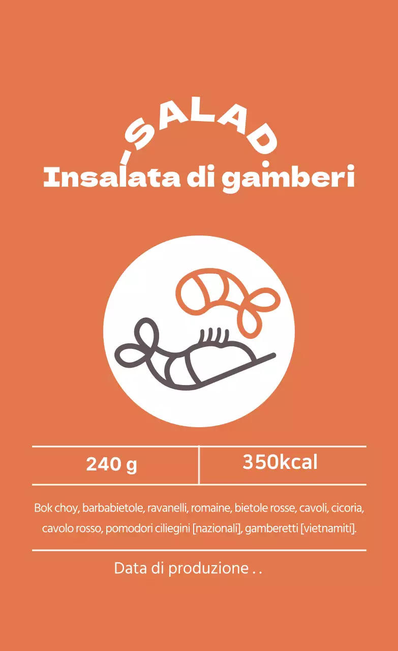 Etichetta illustrata multicolore per insalata