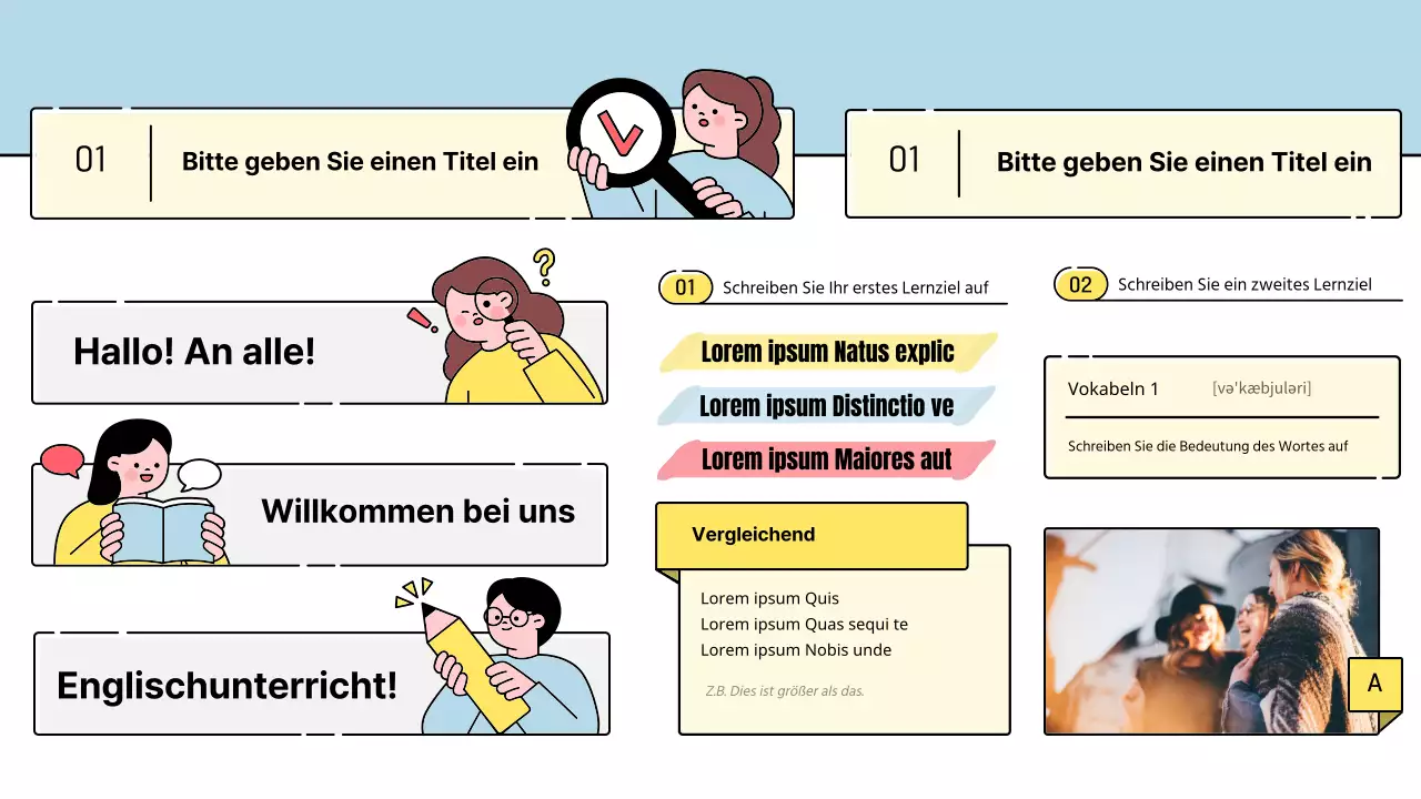 Niedliche Lernfigur in hellblauem Stil