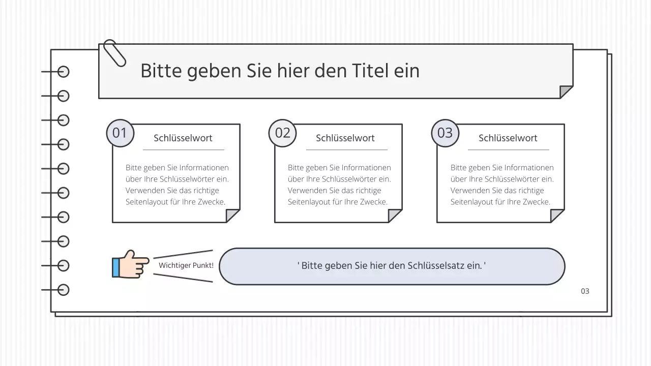 Saubere, konzeptionelle, pädagogische Präsentationsmappe in Weiß und Akzentfarben
