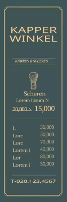 Eenvoudig frame-concept in groen en geel Prijzen bij Barbershop