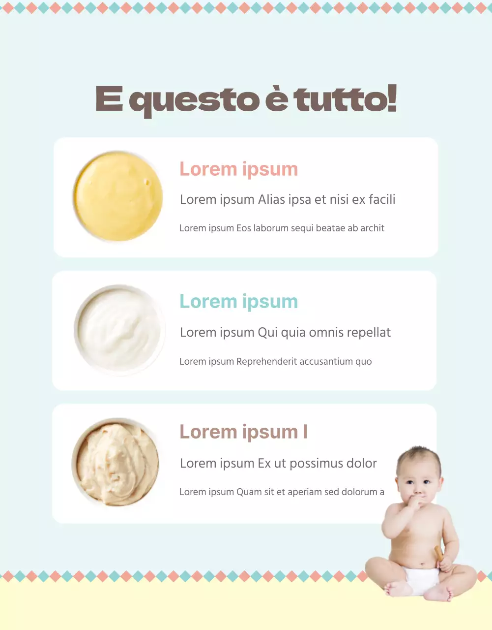Dettagli sugli alimenti per bambini
