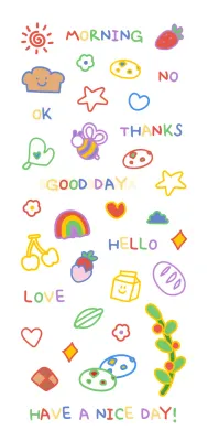 Simpatiche illustrazioni in stile disegno in un arcobaleno di colori