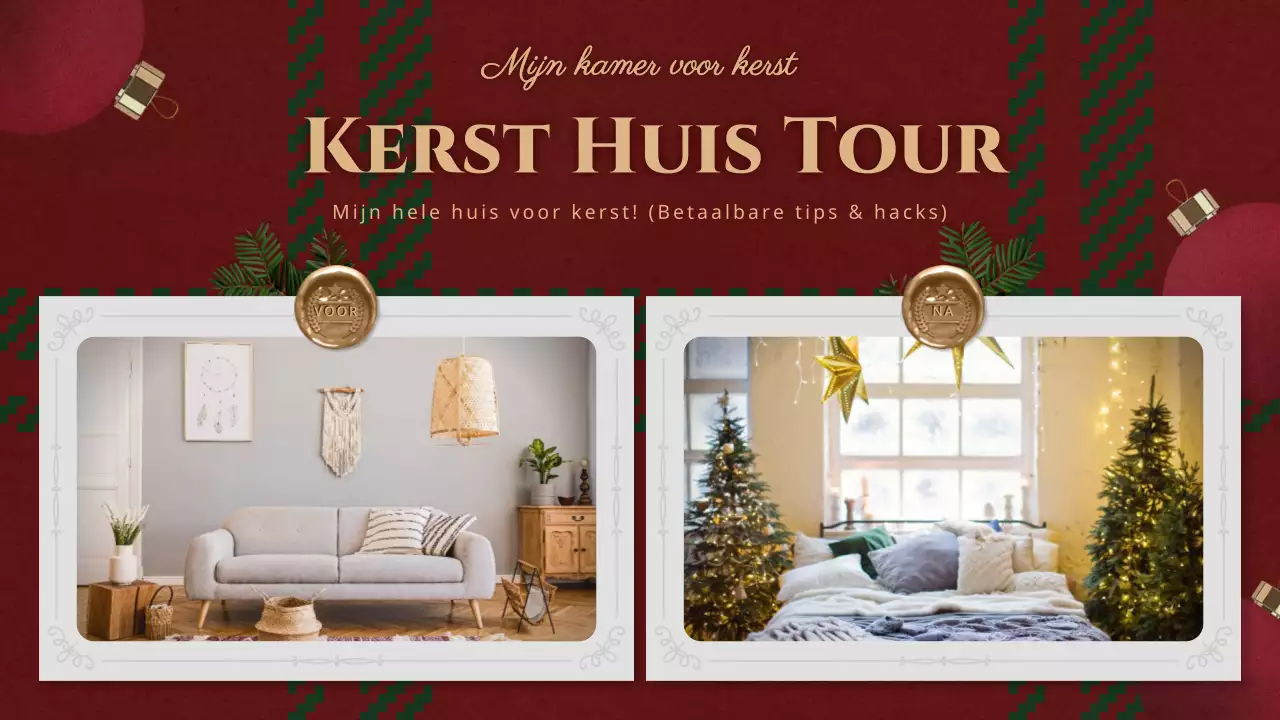 Kerstversiering in rode ruitjes