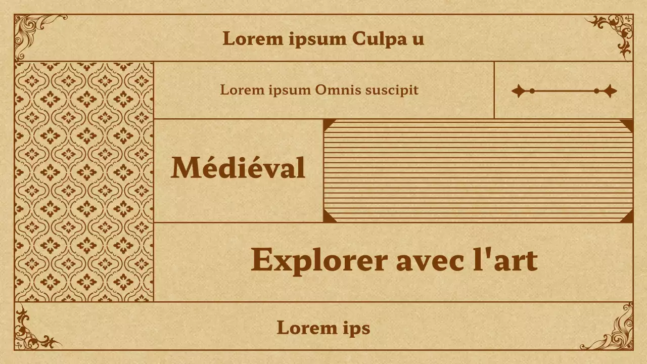 Présentation de l'art médiéval en beige et brun