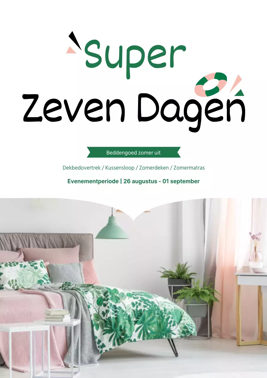 Eenvoudige flyer voor winkelcentrum in wit en groen