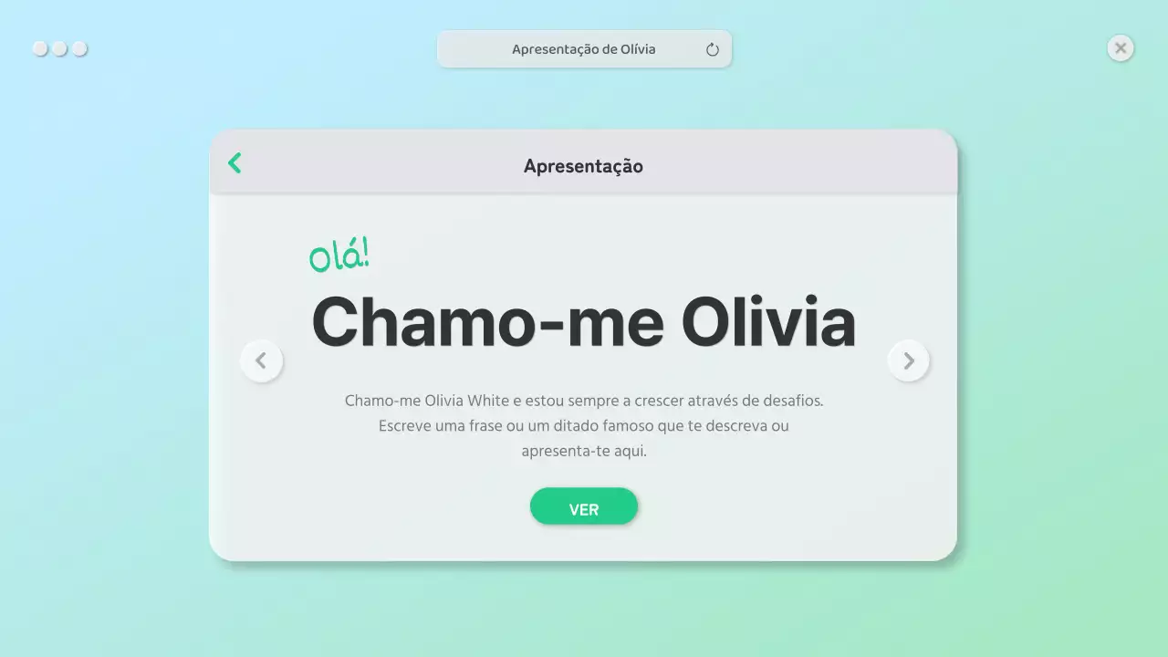 Uma biografia limpa com um conceito de GUI verde
