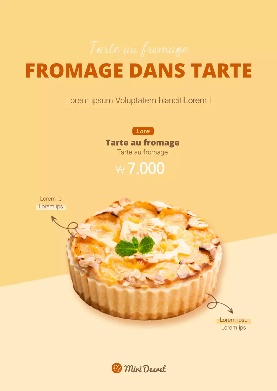 Affiche de tarte au fromage jaune