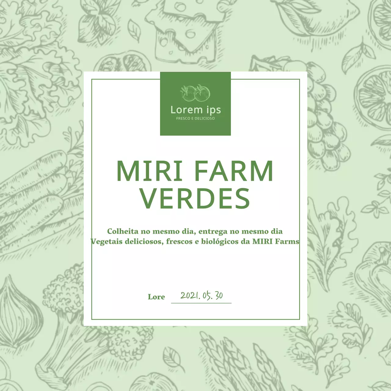 Postal ilustrando legumes em chartreuse