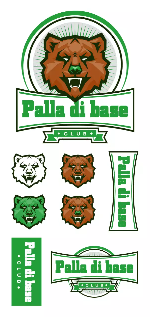 Semplice squadra di baseball tipo di logo sportivo concetto in verde e nero