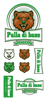 Semplice squadra di baseball tipo di logo sportivo concetto in verde e nero