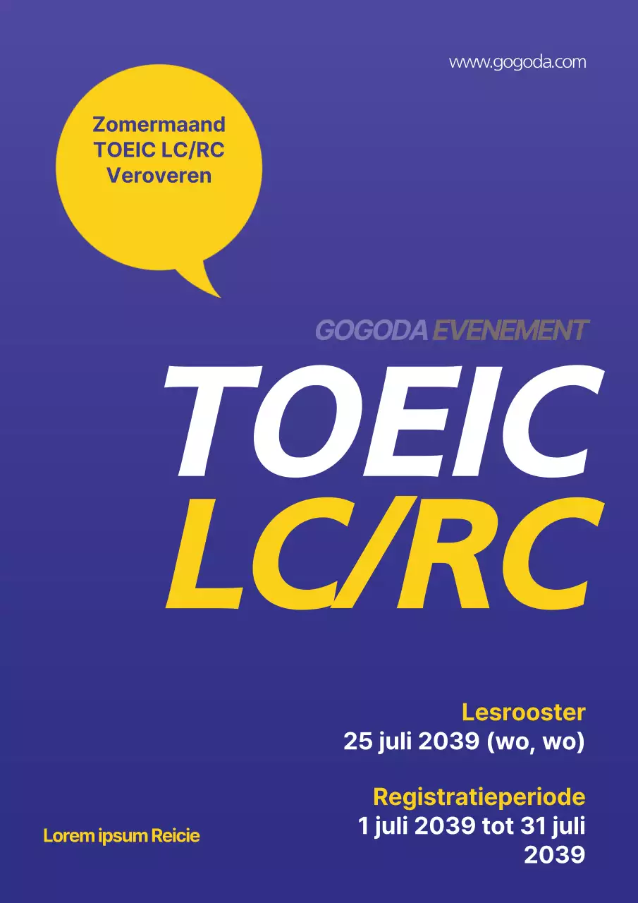 Een eenvoudige blauw met gele flyer voor een Hagi-klas op een plaatselijke school