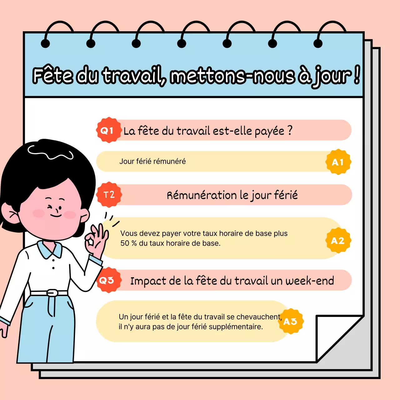 Apprenez des anecdotes sur les jours fériés en compagnie d'une jeune fille pétillante aux couleurs pastel.