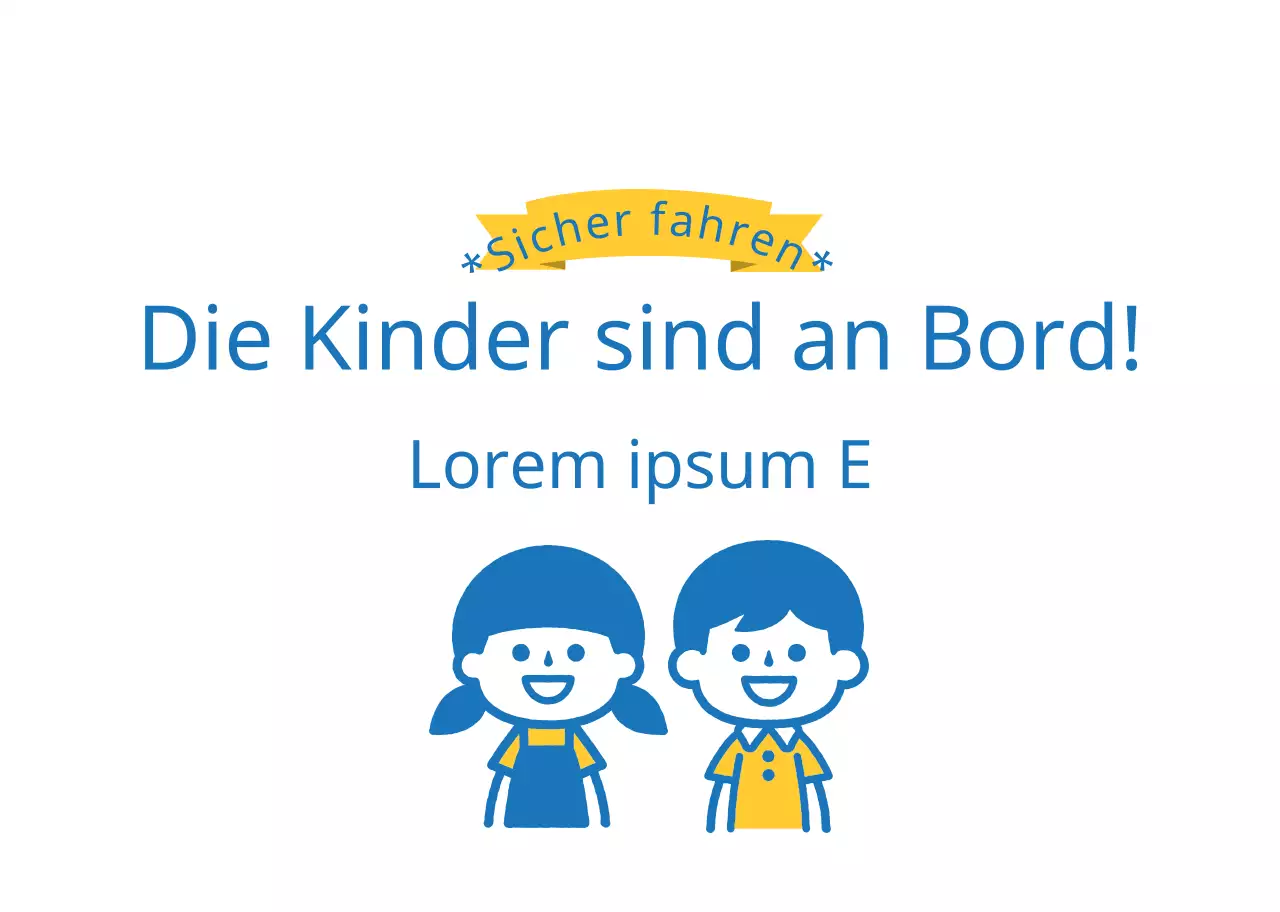 Gelb-blau illustrierter Leitfaden für sicheres Fahren für Kinder an Bord