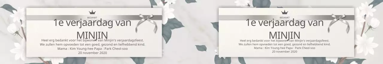 Feestlint met grijs bloemmotief