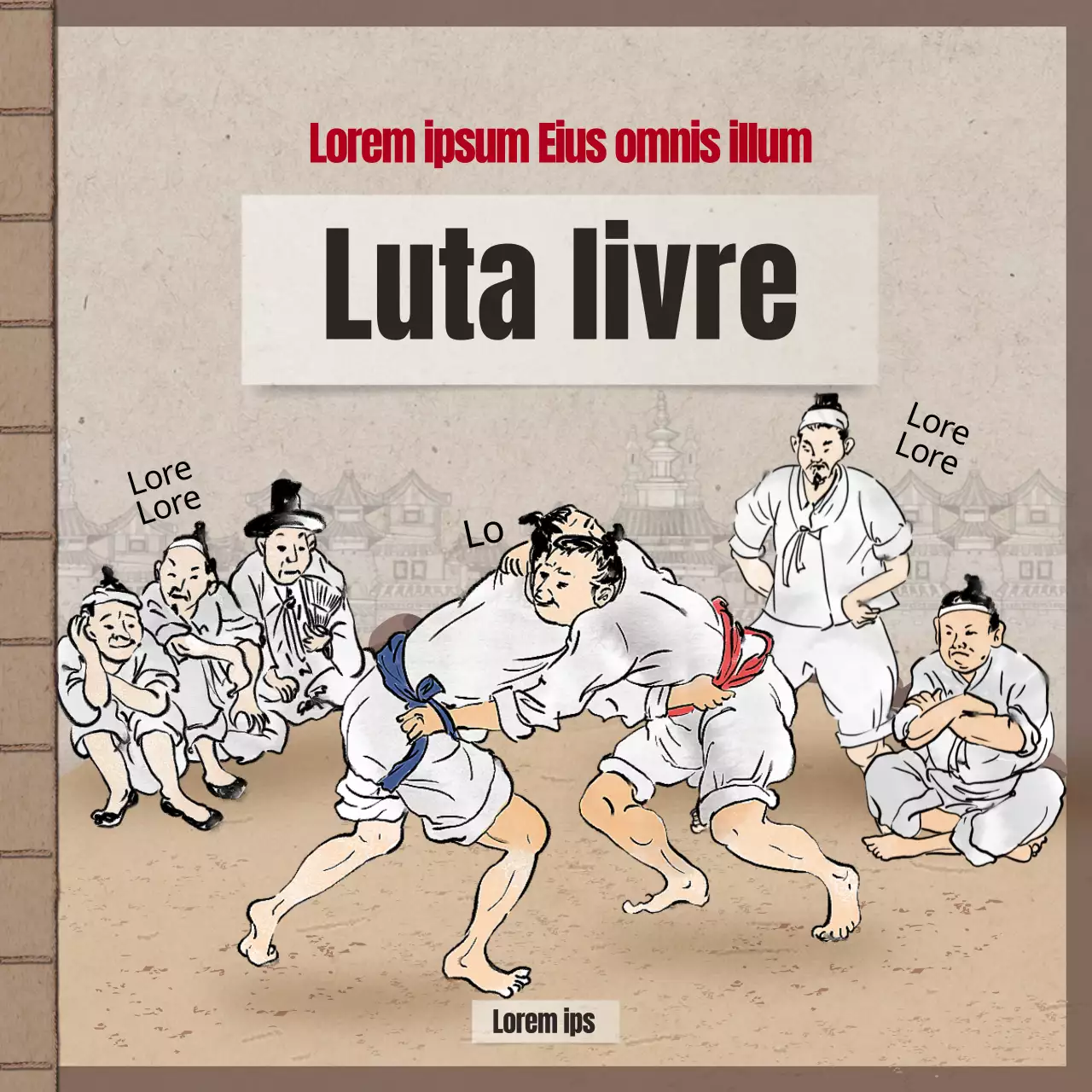 Desenho clássico com um fundo castanho e tradicional de livros Desenho clássico com um fundo castanho e tradicional de livros Costumes do Ano Novo Chinês Notícias de cartões de luta livre