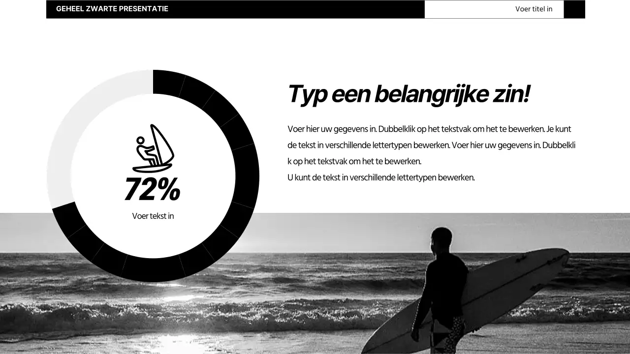 Een eenvoudige zwart-wit infographic met donutgrafieken