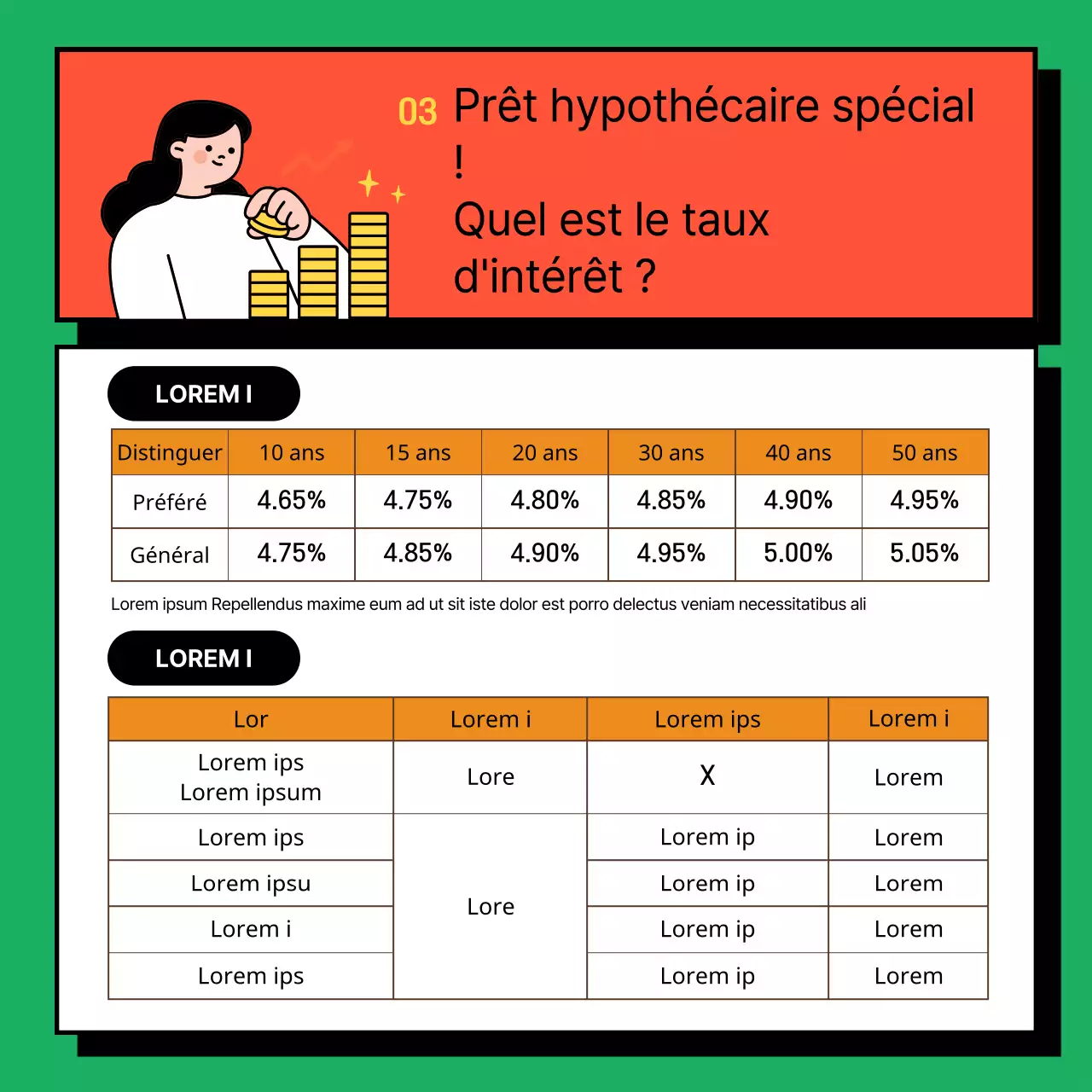 Informations sur la demande d'un prêt au logement spécialisé jaune et vert