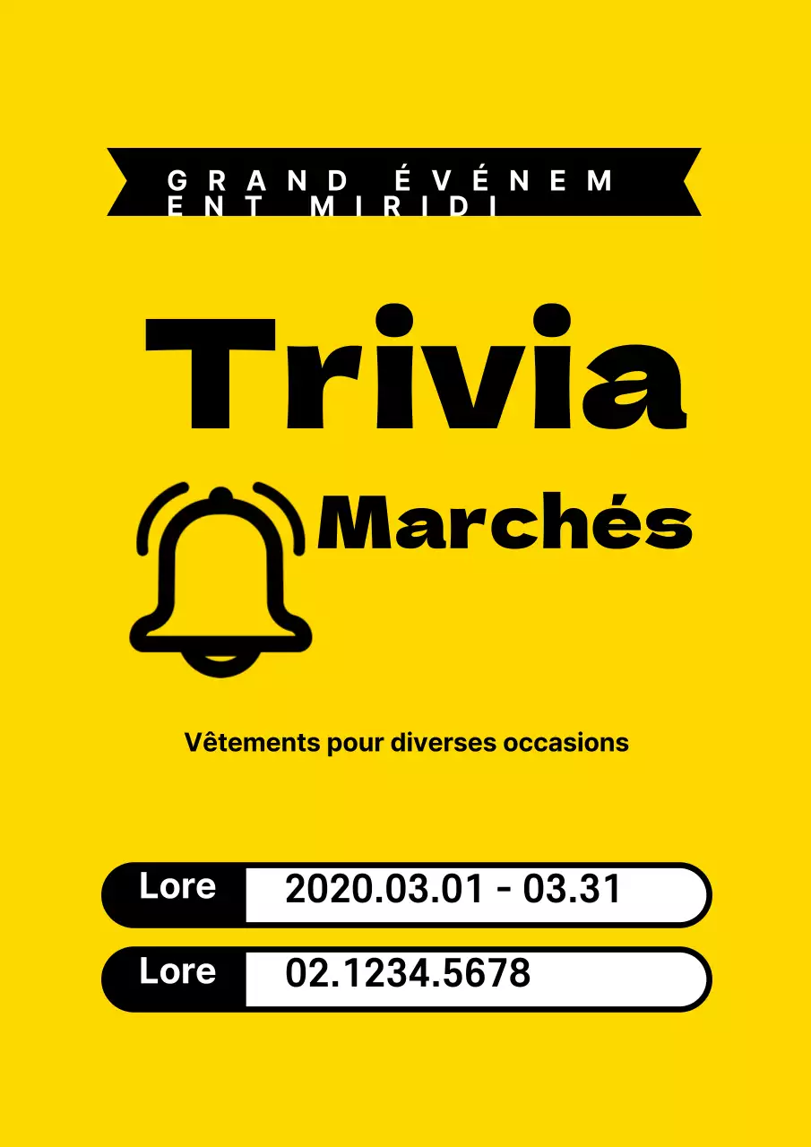 Un simple dépliant jaune et noir faisant la promotion d'une super vente à prix cassés.