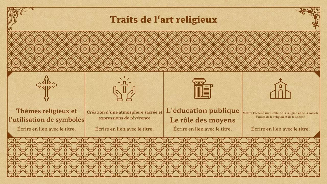 Présentation de l'art médiéval en beige et brun