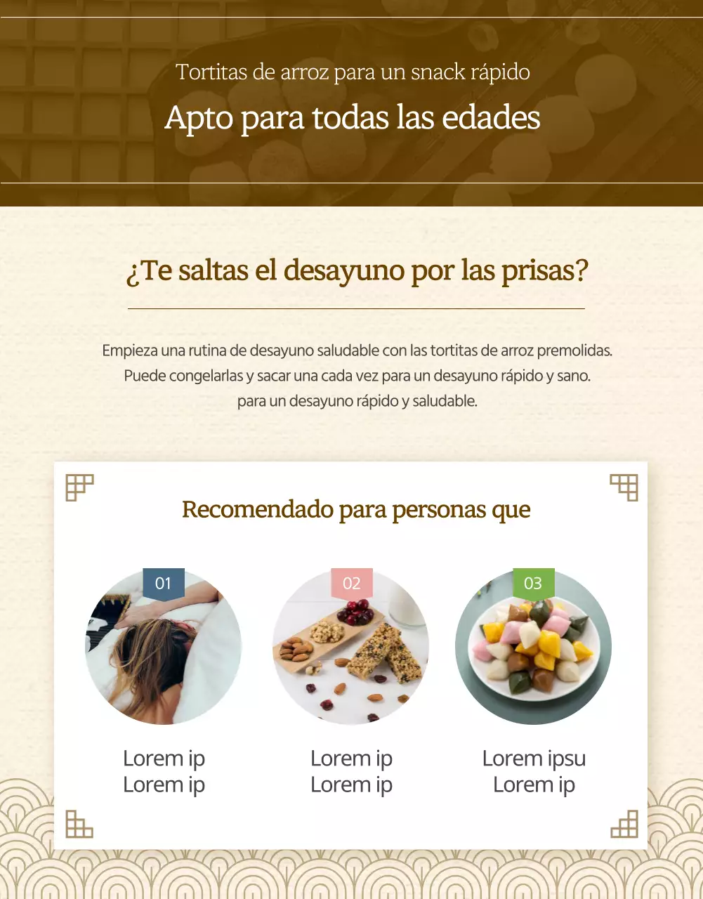 Detalles de los pasteles tradicionales de arroz integral a la venta