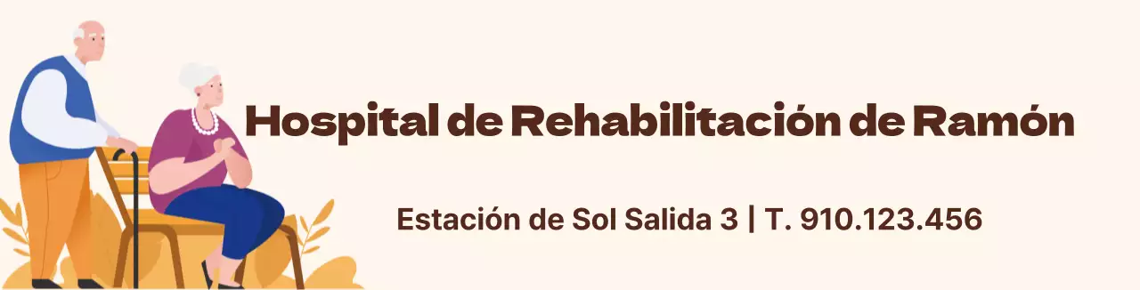 Cálida ilustración naranja de un centro de bienestar para la tercera edad