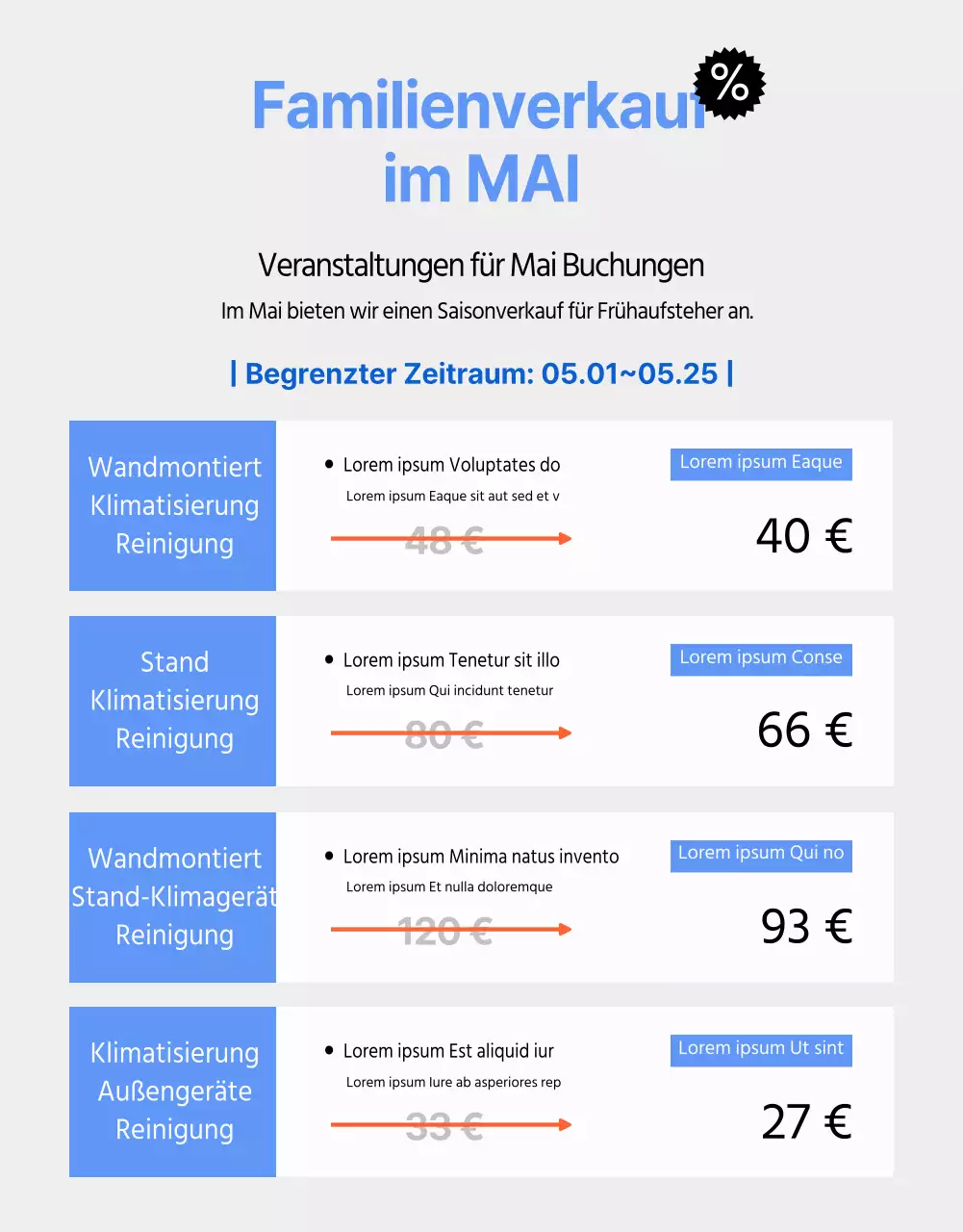 Saubere und kühle Klimaanlagen in Weiß und Blau