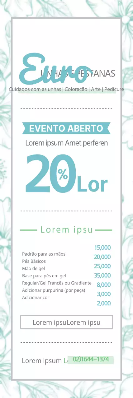 Preço para uma unha de estilo emocional em branco e azul claro