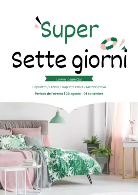 Volantino per eventi di un centro commerciale in bianco e verde