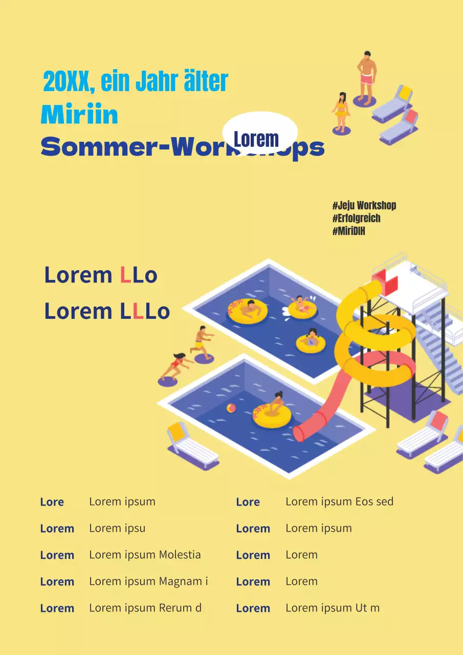 Gelbes Plakat zur Ankündigung des Sommerbetriebsausflugs des Unternehmens