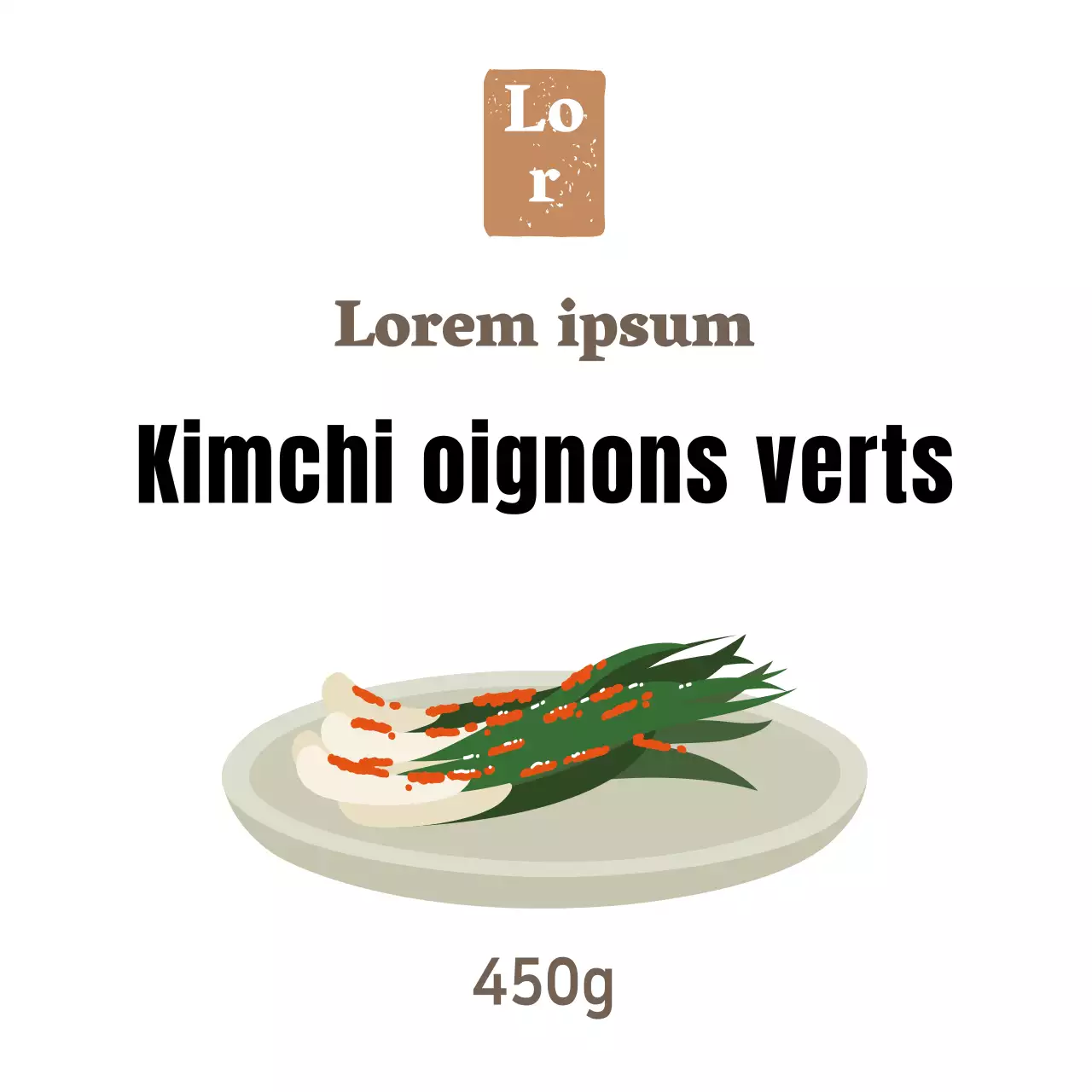 Autocollant pour kimchi à l'oignon vert pour un plat d'accompagnement de charcuterie simple et blanc