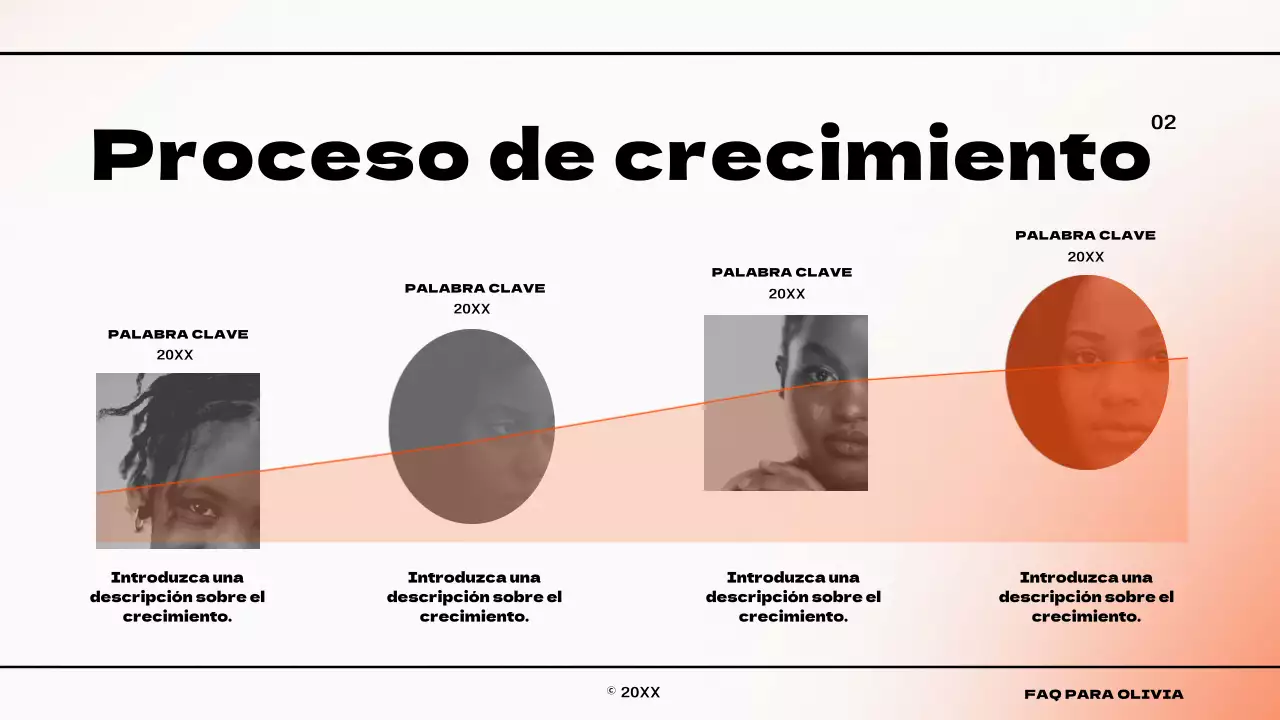 Infografía con un sencillo concepto de degradado en naranja y blanco Sobre nosotros