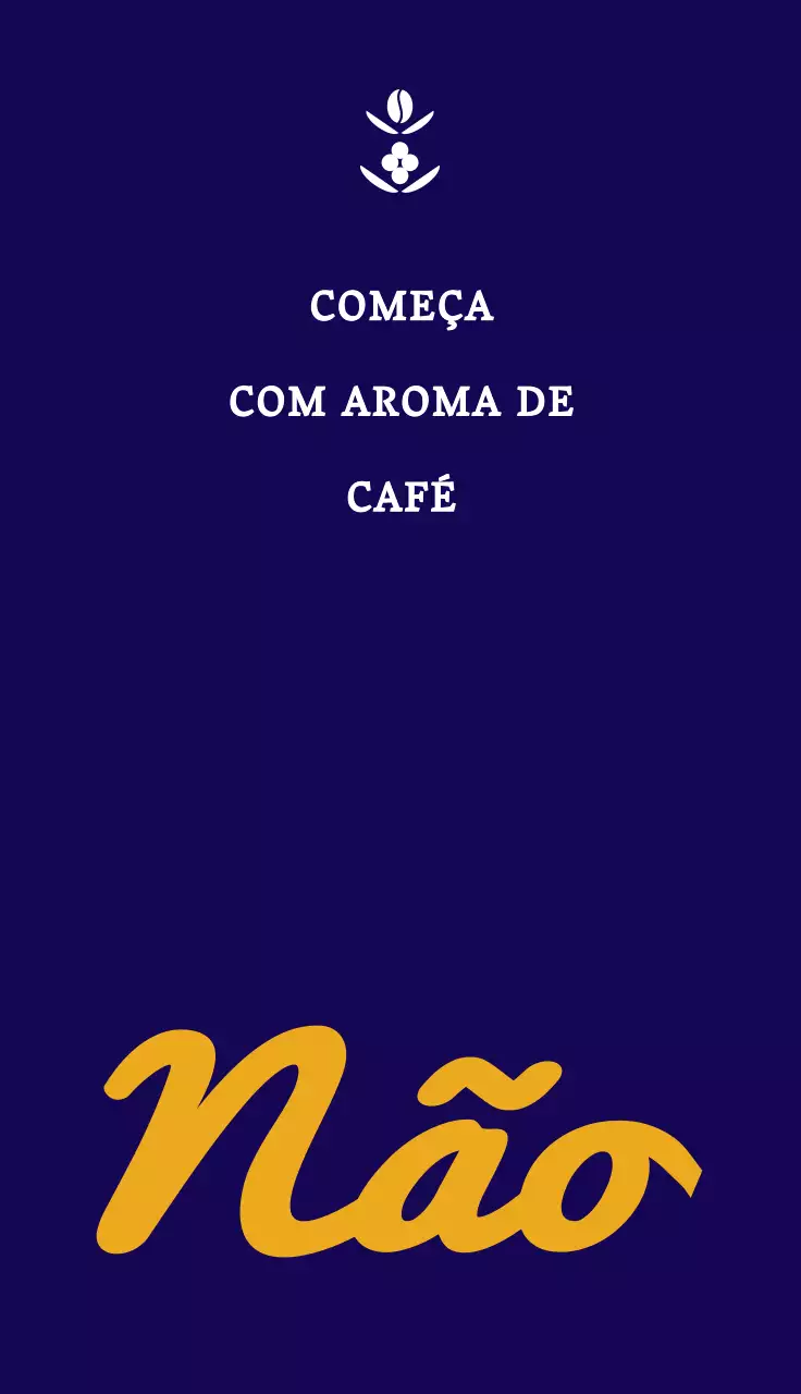 Design elegante de café com um logótipo branco e amarelo em forma de feijão