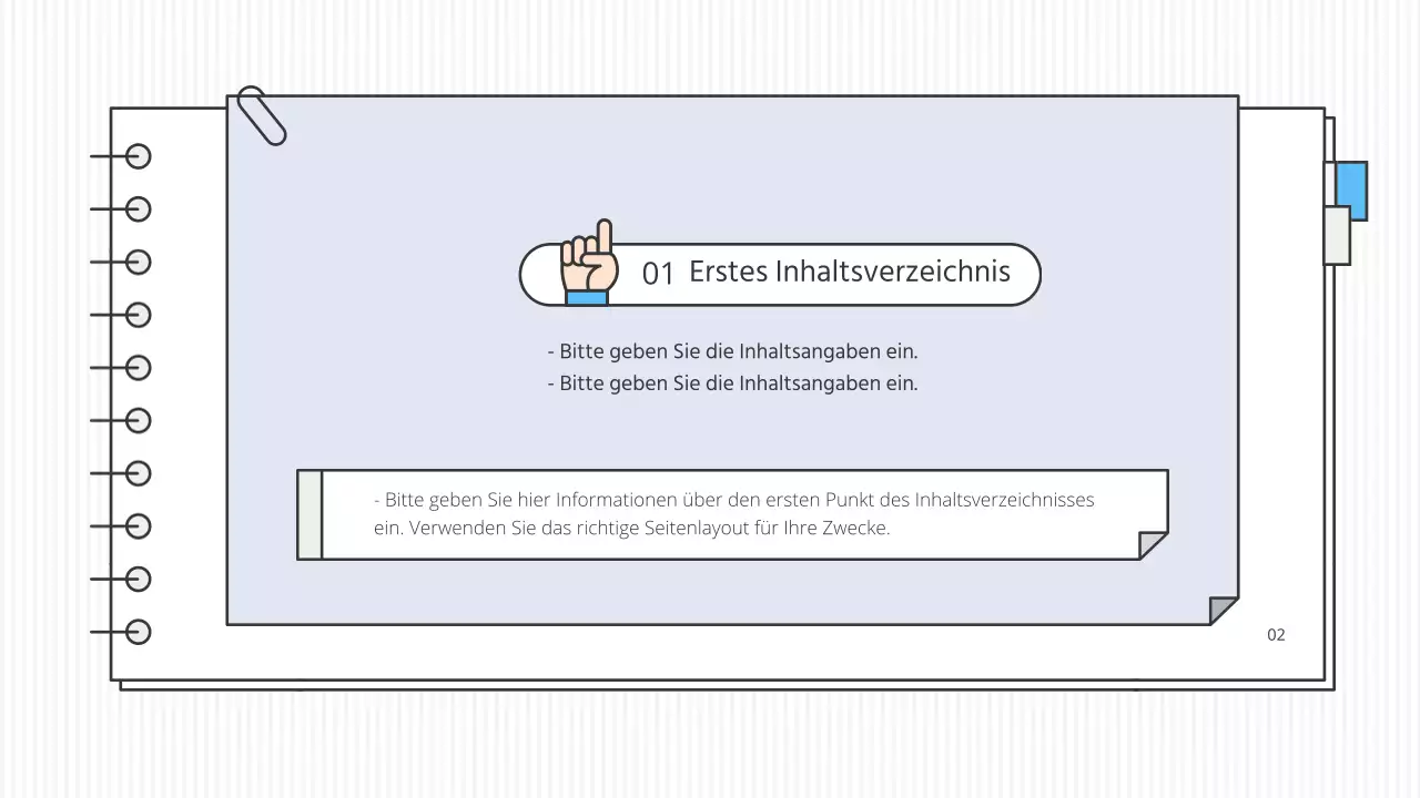 Saubere, konzeptionelle, pädagogische Präsentationsmappe in Weiß und Akzentfarben