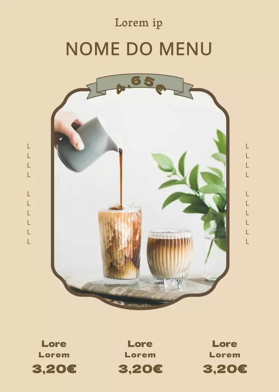 Menu de café de inspiração vintage
